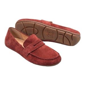 NWOB Born Melinda Suede Driving Moc Loafer Brick Red Women's 7